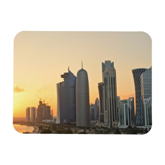 Sunset over Doha, Katar, rechteckiger Magnet (Horizontal)