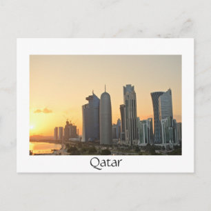 Sunset over Doha, Qatar carte postale en texte bla