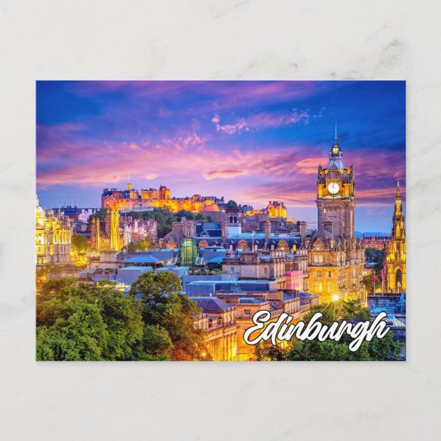 Sunset Over Edinburgh, Schottland Postkarte (Vorderseite)