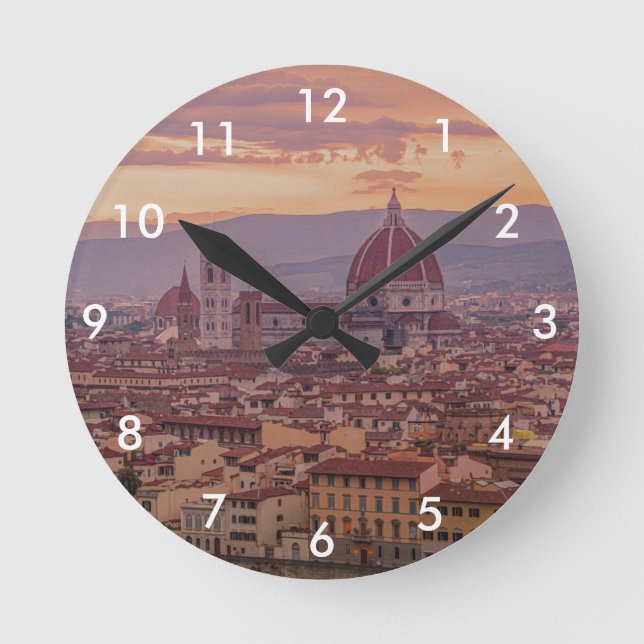 Sunset over Florence, Italy Runde Wanduhr (Vorderseite)