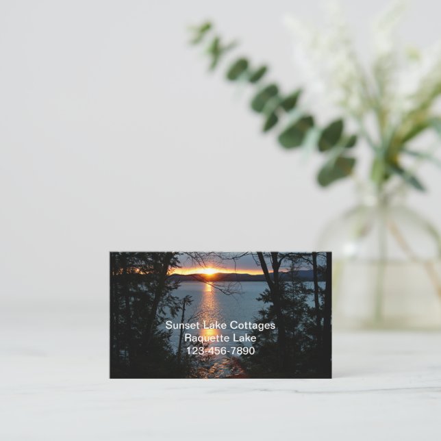 Sunset Over Forest Lake Business Cards Visitenkarte (Stehend Vorderseite)