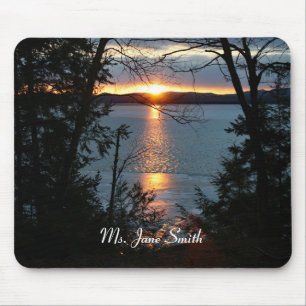 Sunset Over Forest Lake Mouse Pad Mousepad