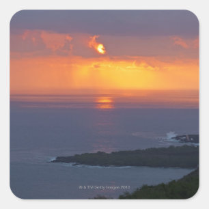 Sunset over Kealakekua Bay, South Kona Quadratischer Aufkleber