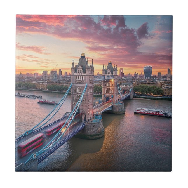 Sunset over London Fliese (Vorderseite)