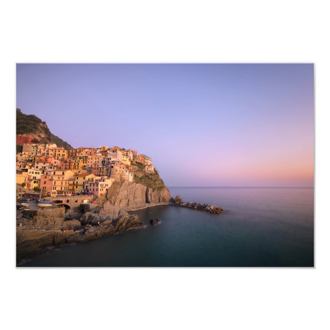 Sunset over Manarola village Fotodruck (Vorne)