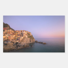 Sunset over Manarola village Rechteckiger Aufkleber
