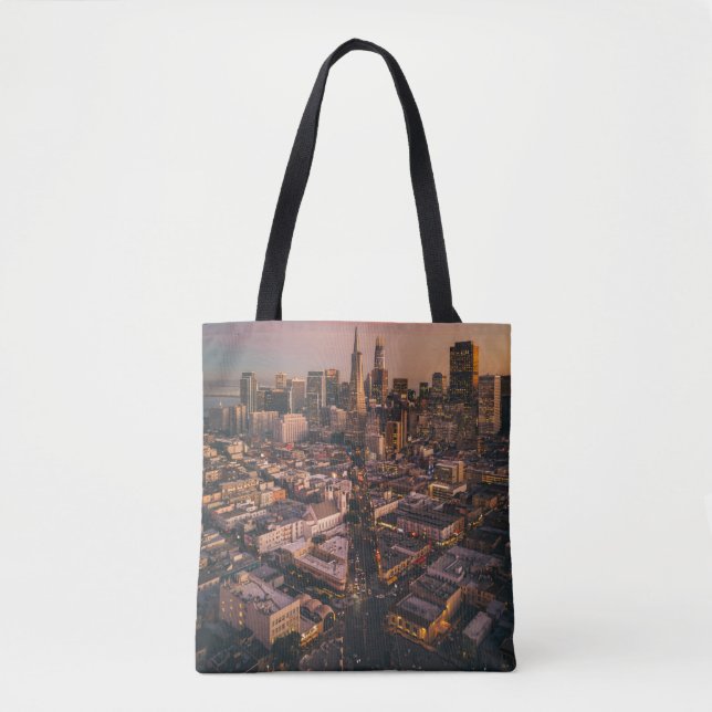 Sunset Over San Francisco Financial District Tasche (Vorderseite)