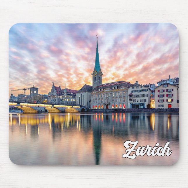 Sunset Over Zürich, Schweiz Mousepad (Vorne)