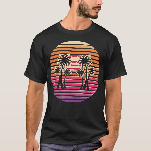 Sunset Palm Tree Art T-Shirt (Vorderseite)
