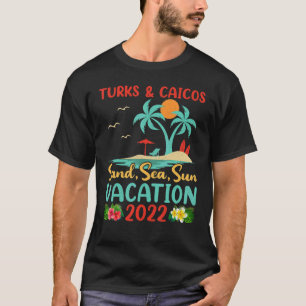Sunset Palm Tree Beach Urlaub 2022 Turks & Caico T-Shirt