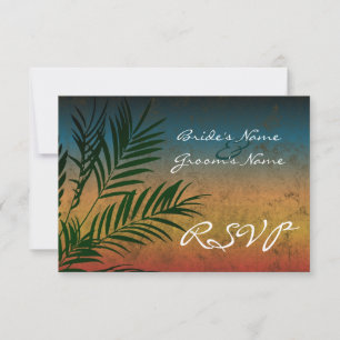 Sunset Palm Tree Branch kleine RSVP Cards Karte