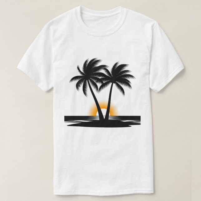 Sunset Palm Trees | Tropical Beach T-Shirt (Design vorne)