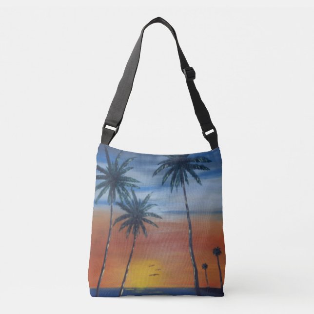 Sunset Palms Tragetaschen Mit Langen Trägern (Vorderseite)