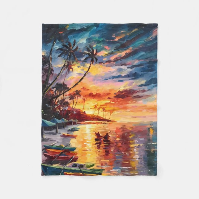 Sunset Paradise Glow Fleecedecke (Vorderseite)