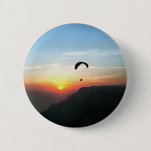 Sunset Paraglide Wanderlust Extreme Sportart Button (Vorderseite)