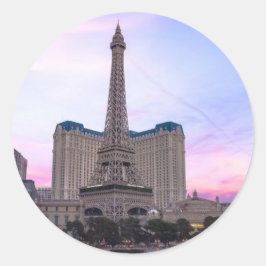 Sunset Paris Las Vegas Tour Eiffel Fake Runder Aufkleber
