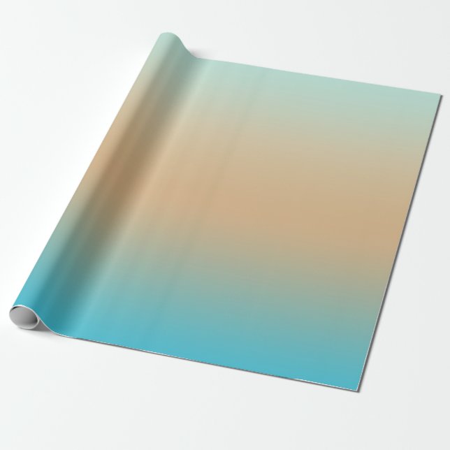 Sunset Peach Aqua Ombre Geschenkpapier (Ungerollt)