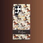 Sunset Pferde Samsung Galaxy Hülle<br><div class="desc">Samsung Case: Mit dem Samsung SGH-E500 präsentiert Samsung sein neues Handy. Die lebhaften, aber gedämpften Farbtöne Orange, Blau und Gelb vereinen sich mit erdigen Braun und schaffen ein stilvolles und funktionales Design. Personalisieren Sie es mit Ihrem Namen oder Initialen auf dem braunen Banner für ein individuelles Aussehen. Es ist ideal...</div>