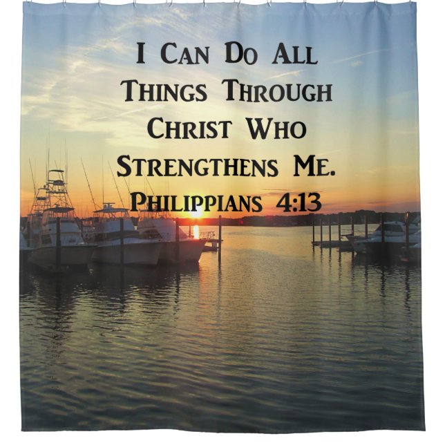 SUNSET PHILIPPIANS 4:13 SCRIPTURE DESIGN DUSCHVORHANG (Vorderseite)