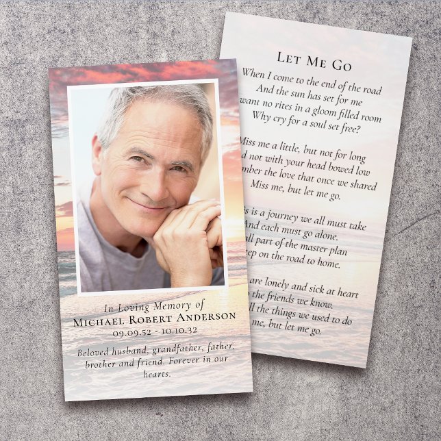 Sunset Photo Funeral Memorial Card (Von Creator hochgeladen)