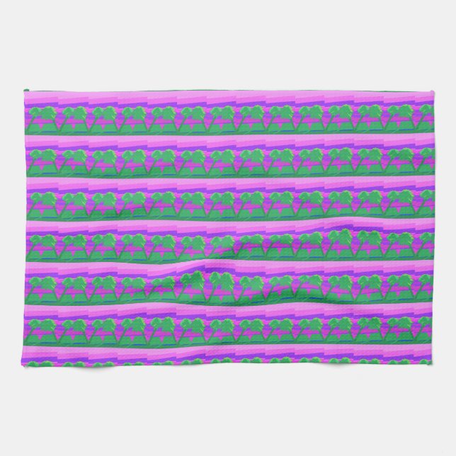 Sunset Pink Green Purple Kitchen Towel Geschirrtuch (Horizontal)