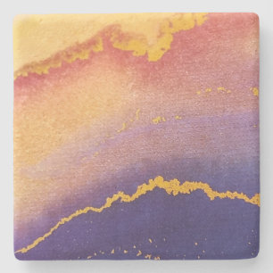 Sunset Pink und Yellow Dreamy Alkohol Tinte Steinuntersetzer
