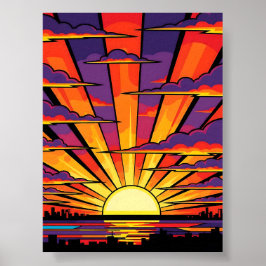 Sunset Pop Art Poster