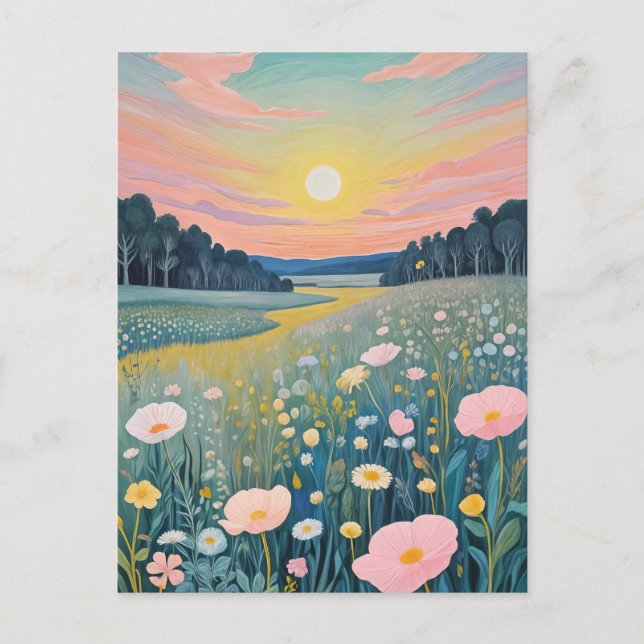Sunset Poppies Feiertagspostkarte (Vorderseite)