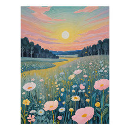 Sunset Poppies Poster