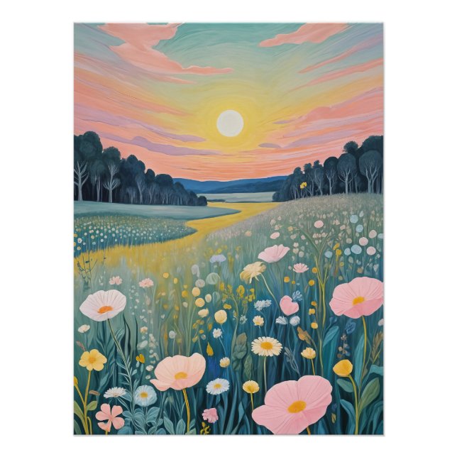 Sunset Poppies Poster (Vorderseite)