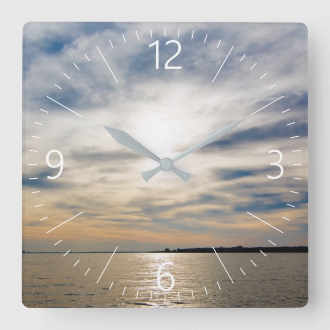 Sunset Quadratische Wanduhr (Vorderseite)