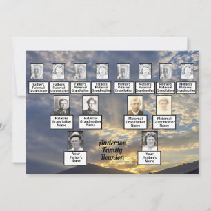 Sunset Rays 3 Génération Family Reunion Invitation