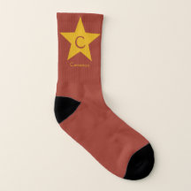 Sunset Red Terracotta & Star mit Namen und Initial