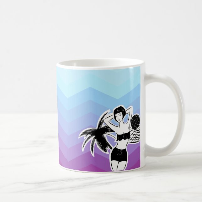 Sunset Resort Zickzack Print Kaffeetasse (Rechts)