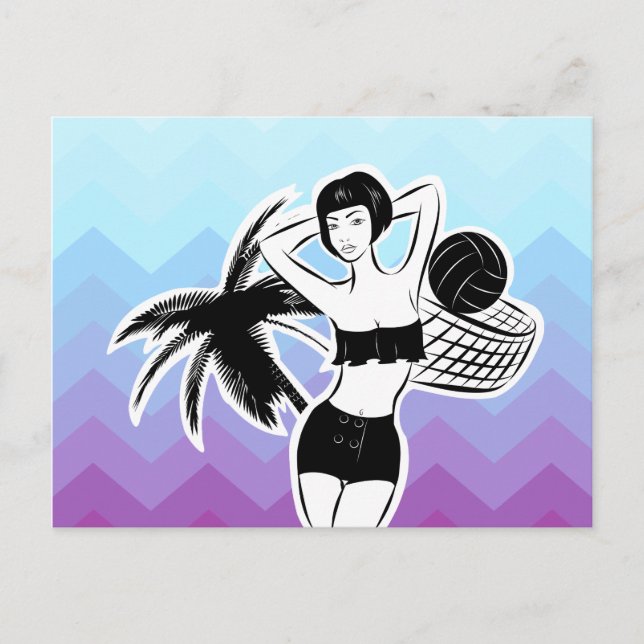 Sunset Resort Zickzack Print Postkarte (Vorderseite)