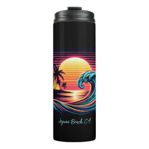 Sunset Retro Surf Wave- Thermosbecher