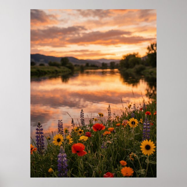 Sunset River Landscape Poster (Vorne)