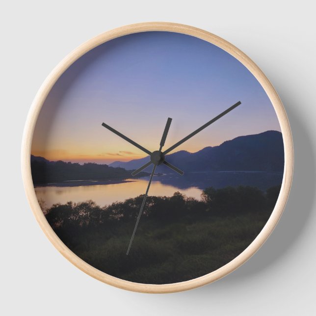 Sunset Riverside Wall Clock Uhr (Vorderseite)