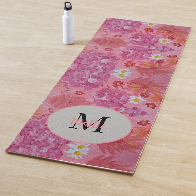 Sunset Rose Floral Monogram Yogmatte Yogamatte (Beispiel)