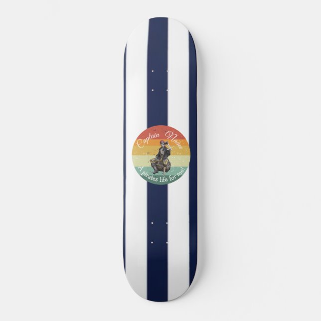 Sunset Rum Skeleton Party Pirate Skateboard (Vorderseite)