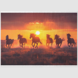 Sunset Running Horses Decoupage Seidenpapier