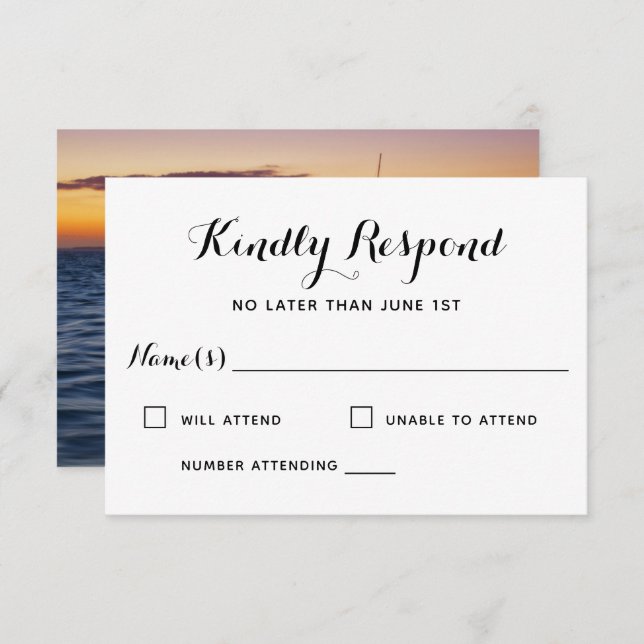 Sunset Sail Modern Nautical Wedding RSVP (Vorne/Hinten)
