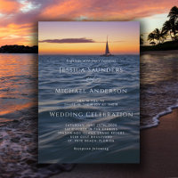 Sunset Sail Moderne Nautic Hochzeit Einladung