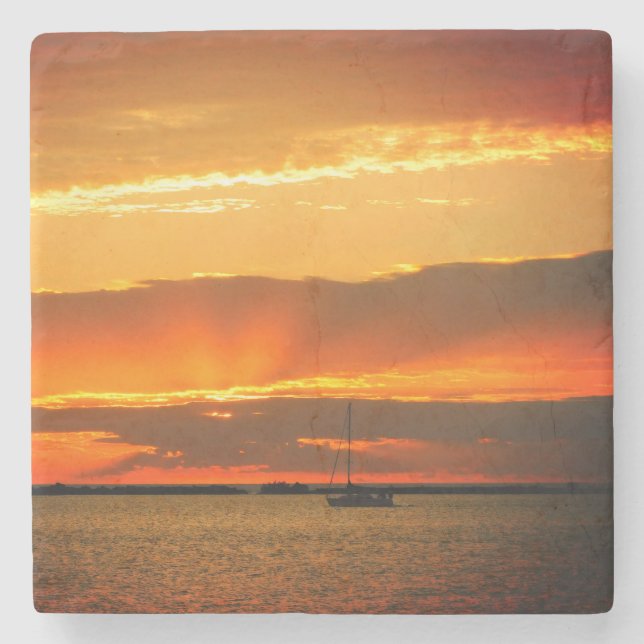 Sunset Sail Steinuntersetzer (Vorderseite)