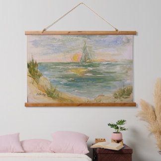 Sunset Sail Tapestry Wandteppich Mit Holzrahmen