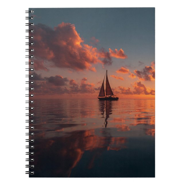 Sunset Sailboat Ocean Reflection Art Notebook Notizblock (Vorderseite)