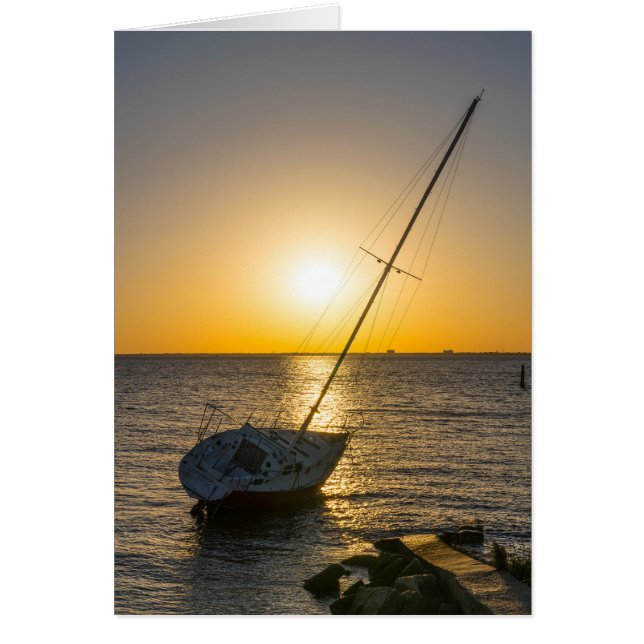 Sunset Sailboat Shipwreck Golf Breeze Card (Vorne)