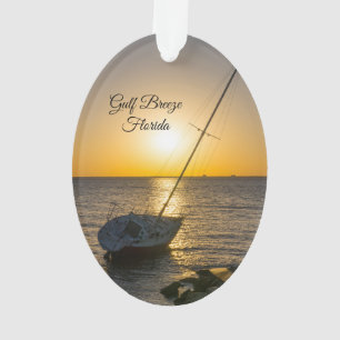 Sunset Sailboat Shipwreck Golf Breeze FL Ornament