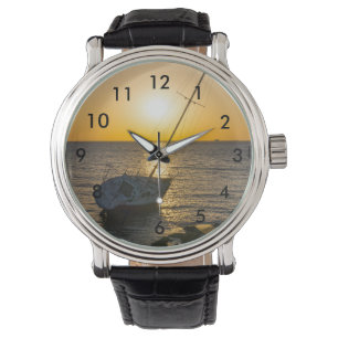 Sunset Sailboat Shipwreck Golf Breeze Wrist Watch Armbanduhr