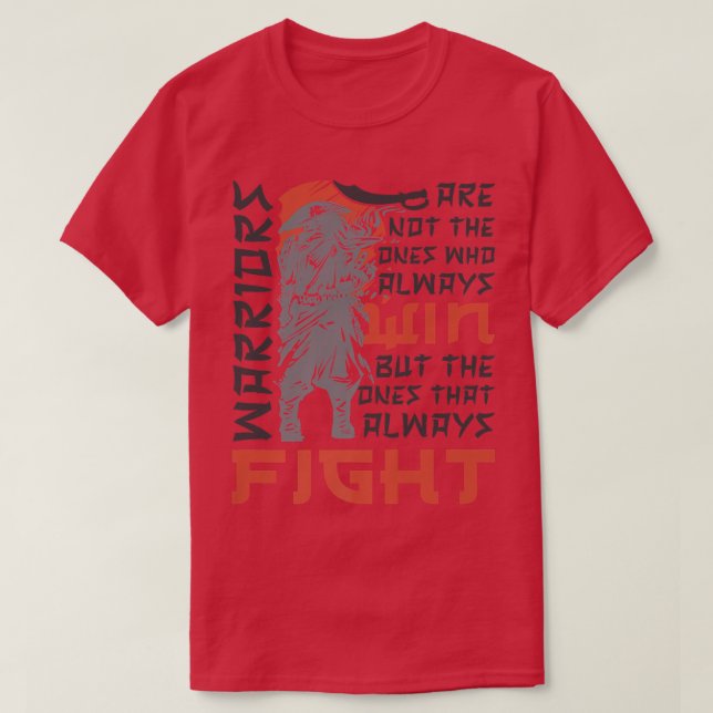 Sunset Samurai Warrior, Keep Fighting Saying Cance T-Shirt (Design vorne)